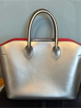 Metallic Silver Leather Tote